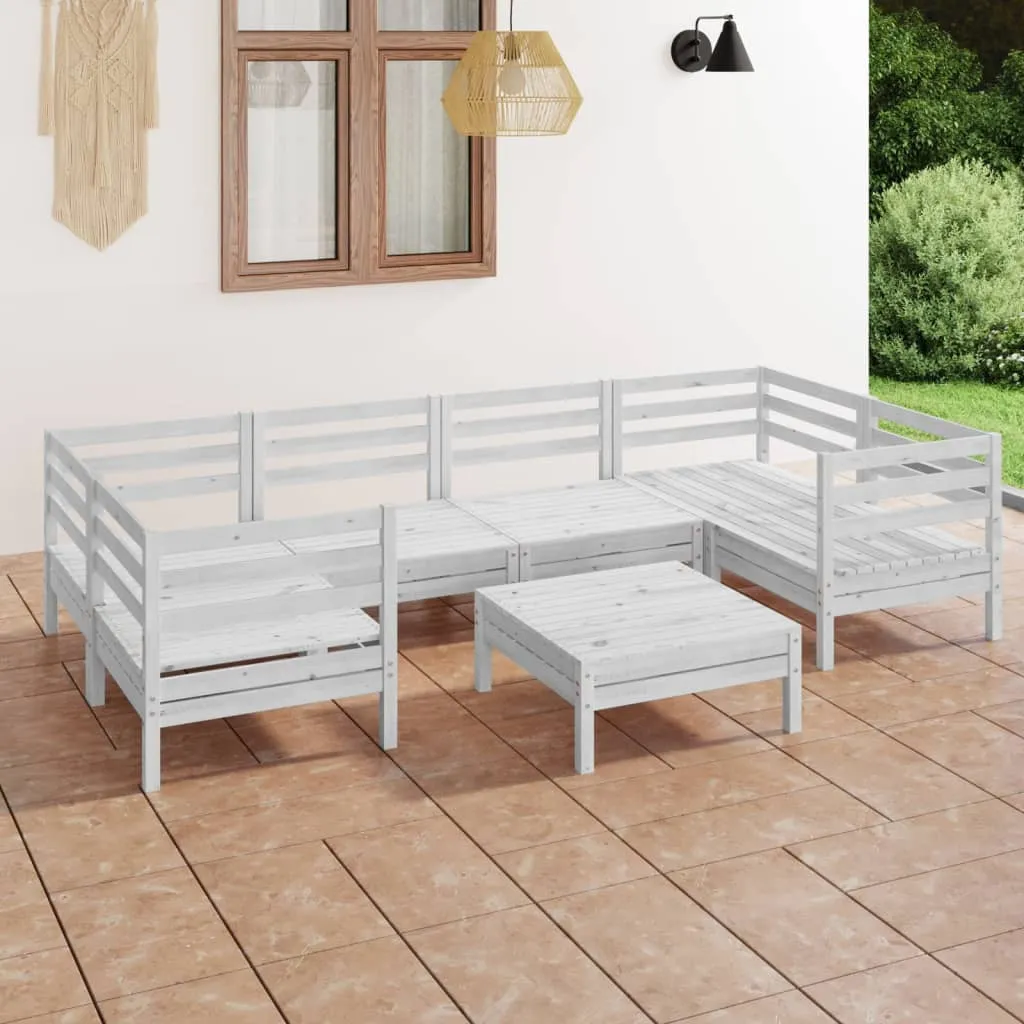 vidaXL Set Salotto da Giardino 7 pz Bianco in Legno Massello di Pino