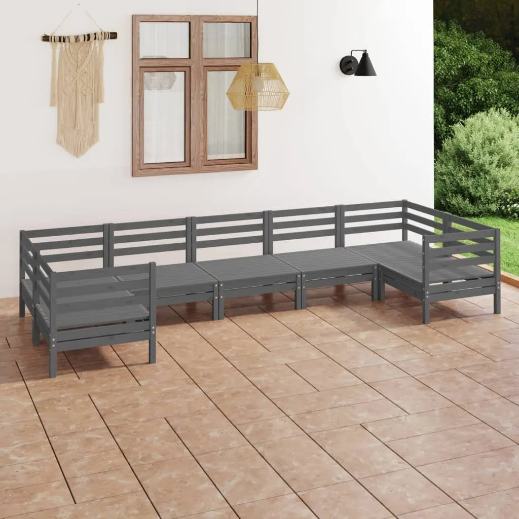 vidaXL Set Salotto da Giardino 7 pz Grigio in Legno Massello di Pino