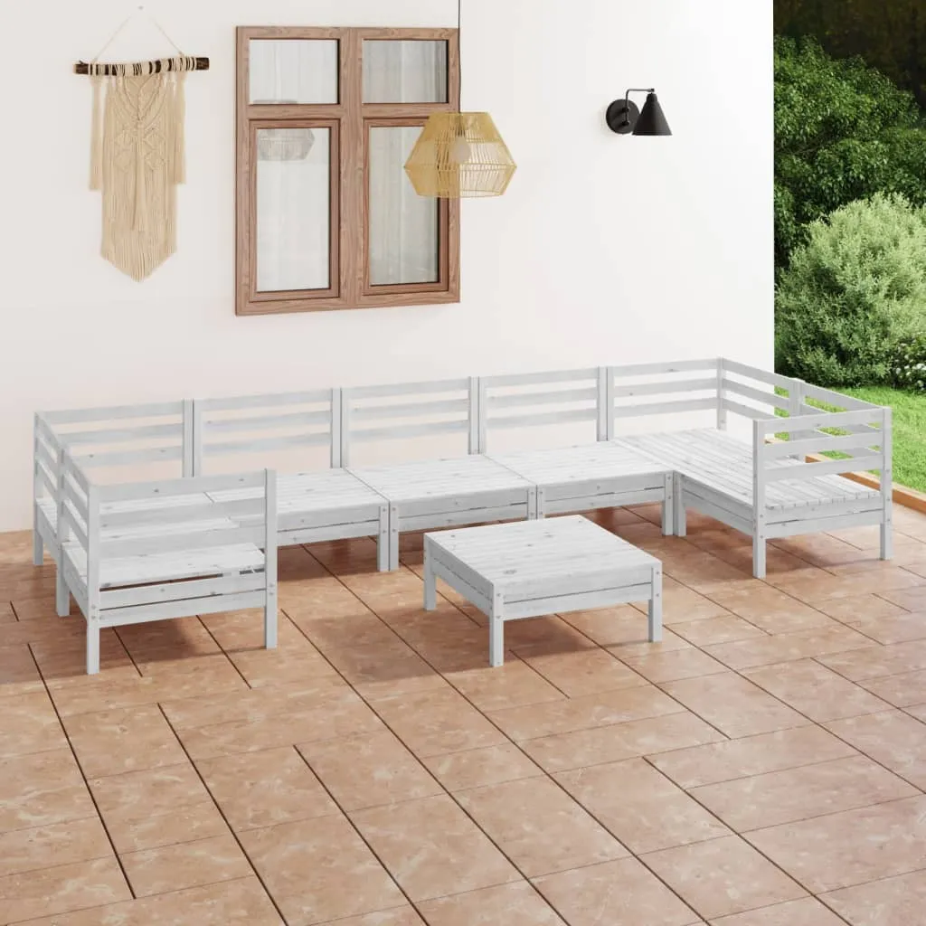 vidaXL Set Salotto da Giardino 8 pz in Legno Massello di Pino Bianco