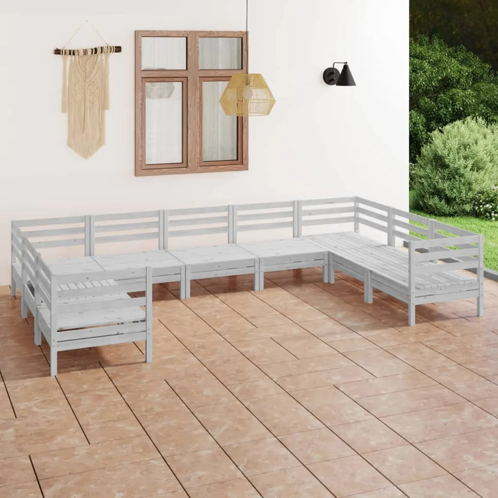 vidaXL Set Salotto da Giardino 9 pz Bianco in Legno Massello di Pino