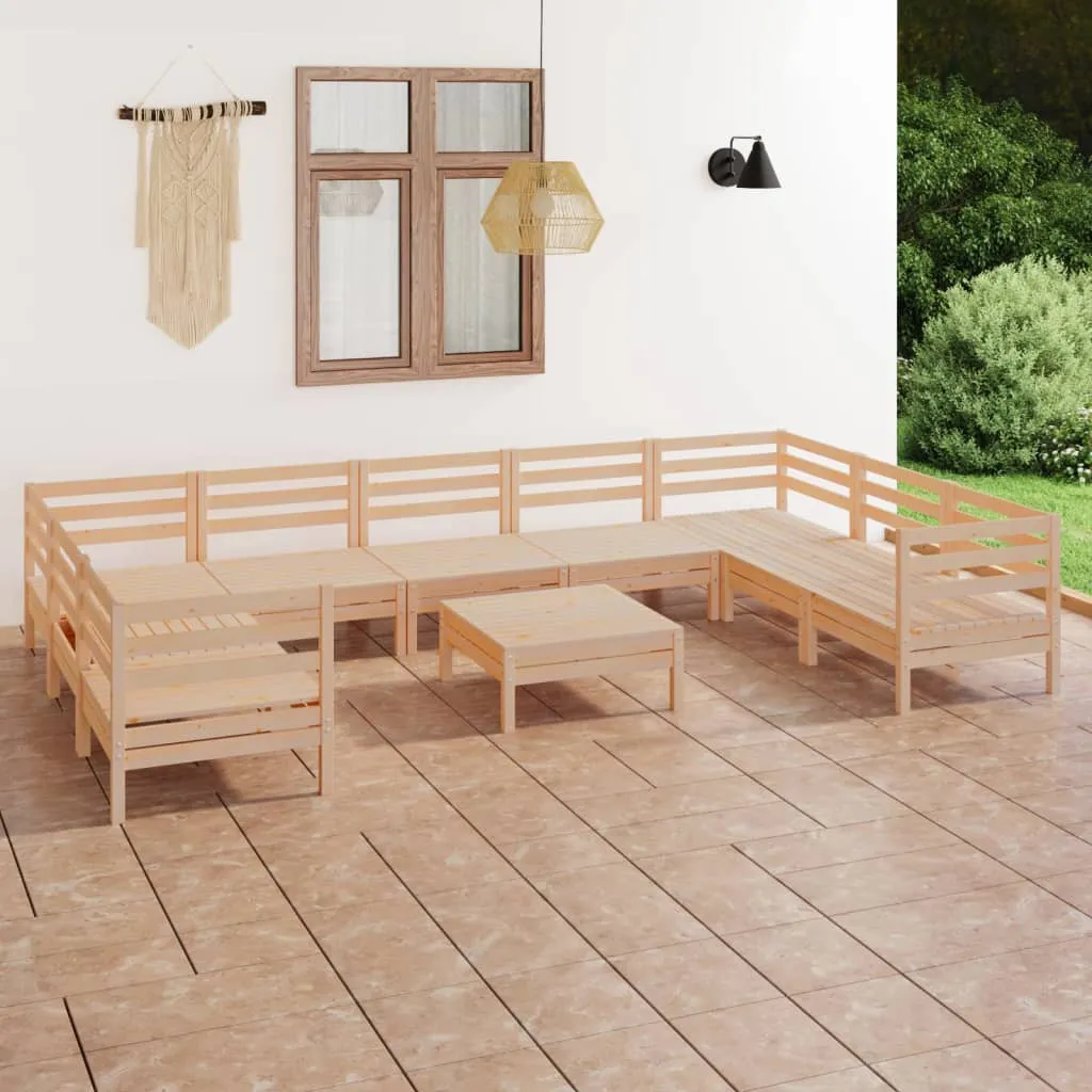 vidaXL Set Salotto da Giardino 10 pz in Legno Massello di Pino