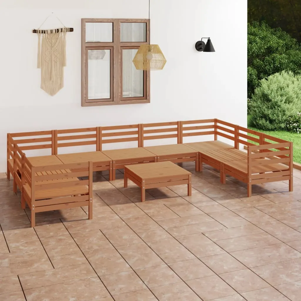 vidaXL Set Salotto da Giardino 10 pz in Legno Massello di Pino Miele