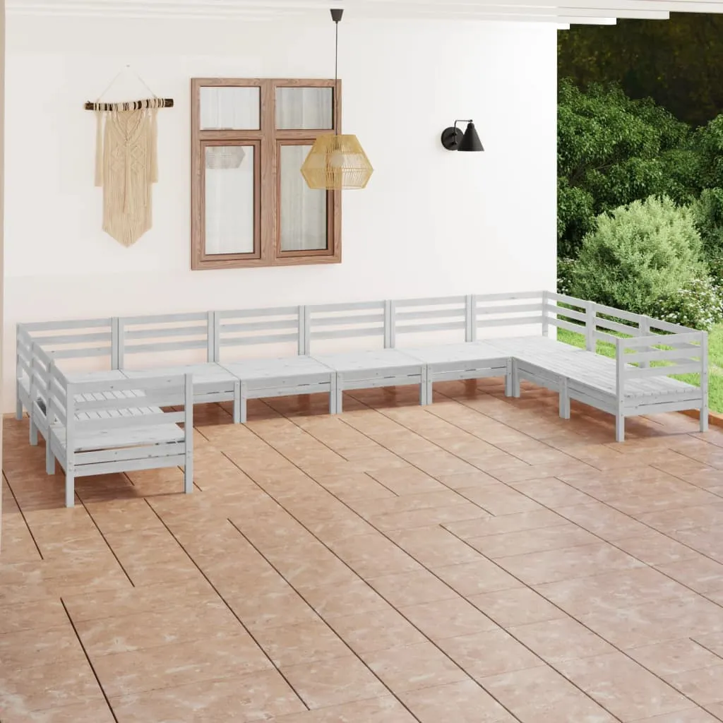 vidaXL Set Salotto da Giardino 10 pz Bianco in Legno Massello di Pino