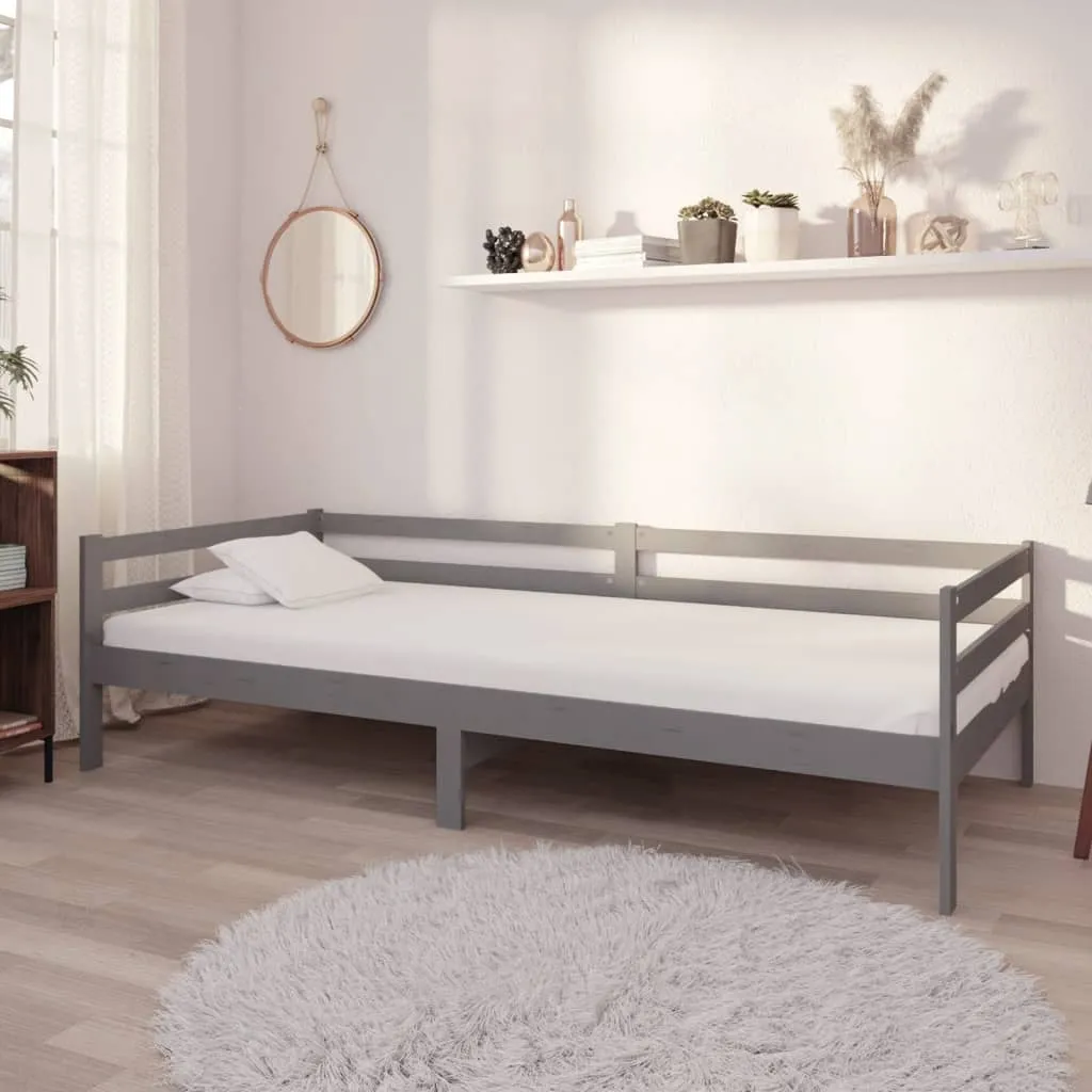 vidaXL Divano Letto con Materasso 90x200 cm Grigio in Legno di Pino