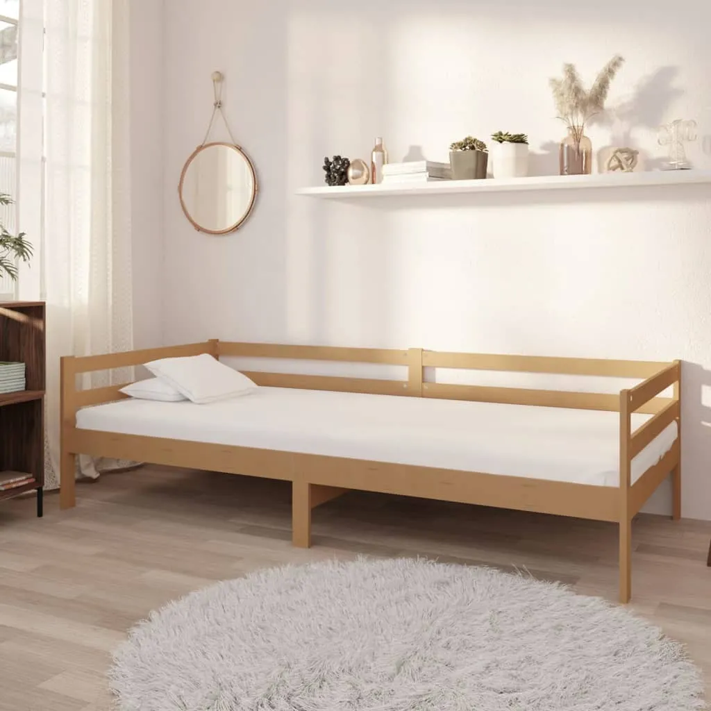 vidaXL Divano Letto con Materasso 90x200 cm Miele in Legno di Pino