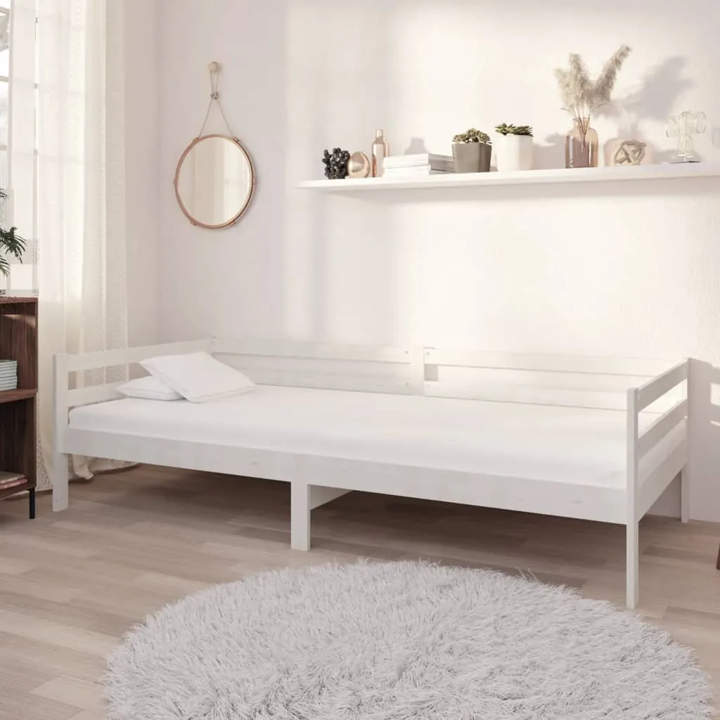 vidaXL Divano Letto con Materasso 90x200 cm Bianco in Legno di Pino