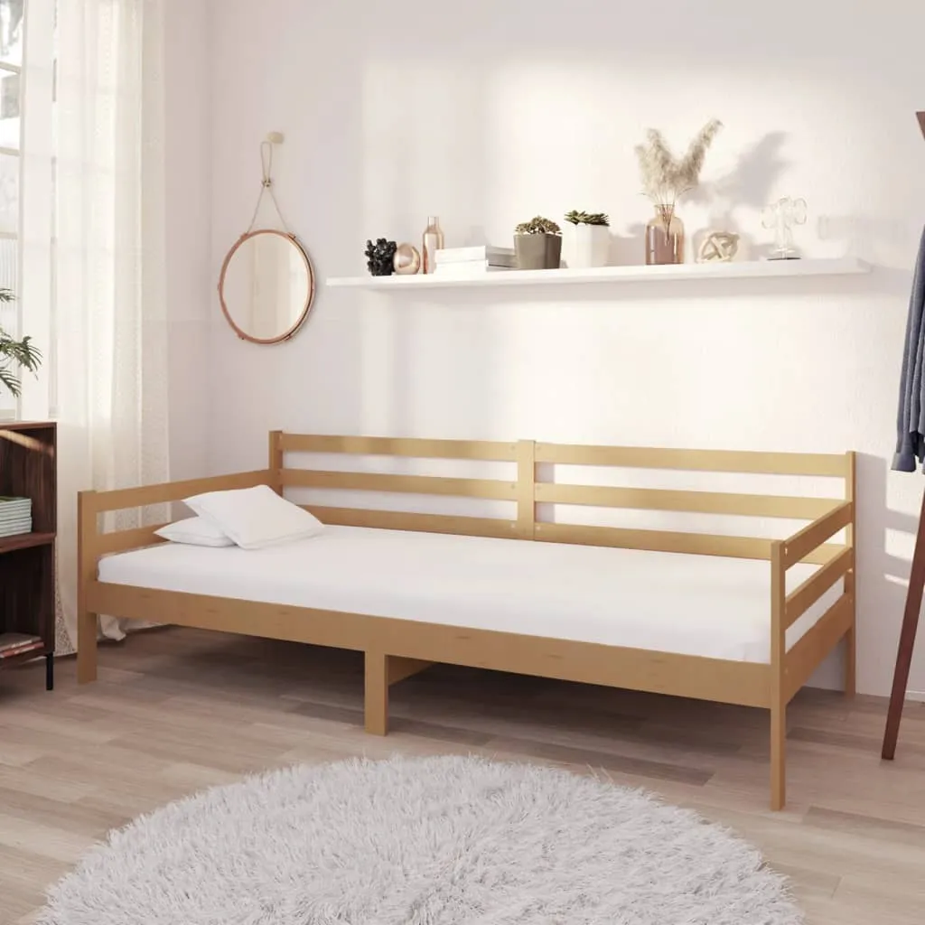 vidaXL Divano Letto con Materasso 90x200 cm Miele in Legno di Pino