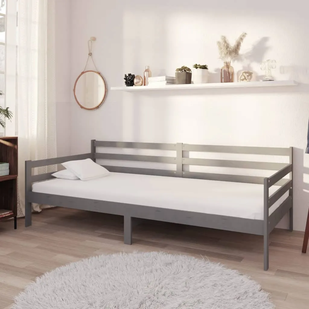 vidaXL Divano Letto con Materasso 90x200 cm Grigio in Legno di Pino