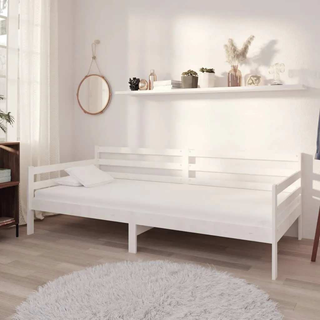 vidaXL Divano Letto con Materasso 90x200 cm Bianco in Legno di Pino