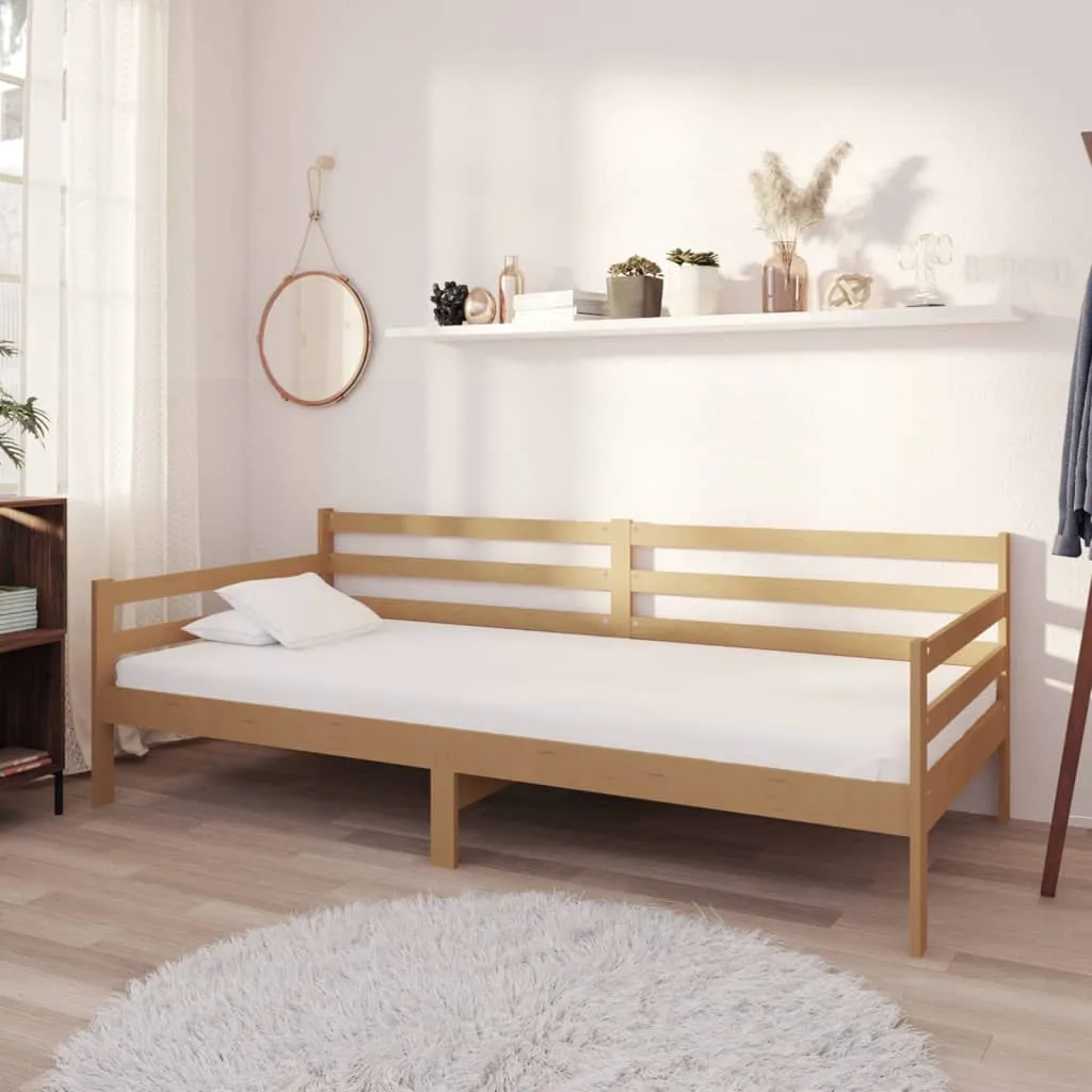 vidaXL Divano Letto con Materasso 90x200 cm Miele in Legno di Pino