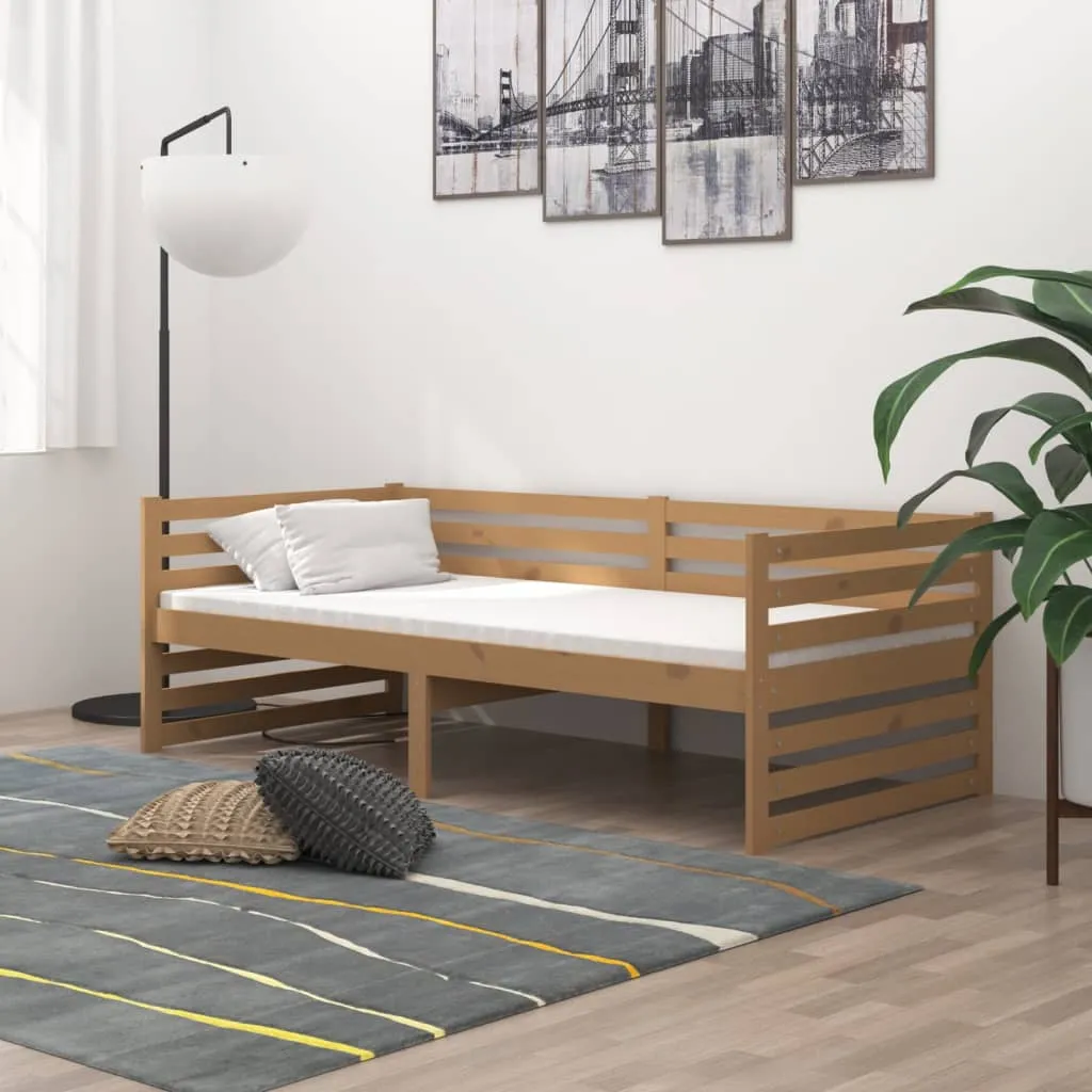 vidaXL Divano Letto con Materasso 90x200 cm Miele in Legno di Pino