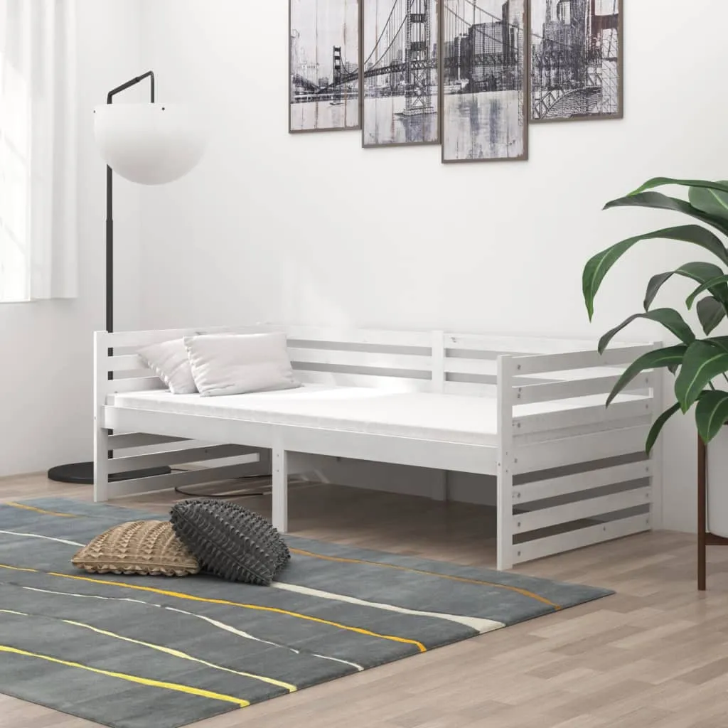 vidaXL Divano Letto con Materasso 90x200 cm Bianco in Legno di Pino