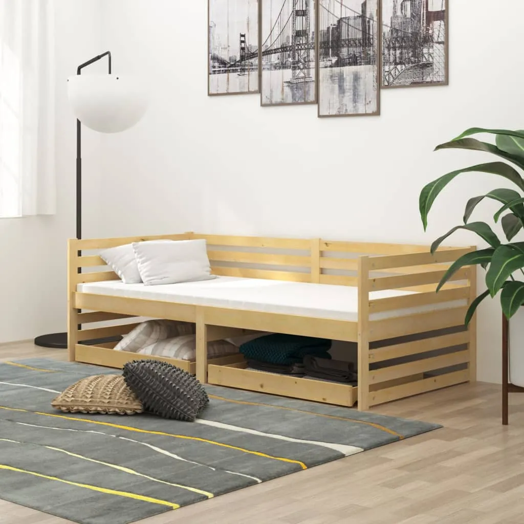 vidaXL Divano Letto con Cassetti 90x200 cm Legno Massello di Pino