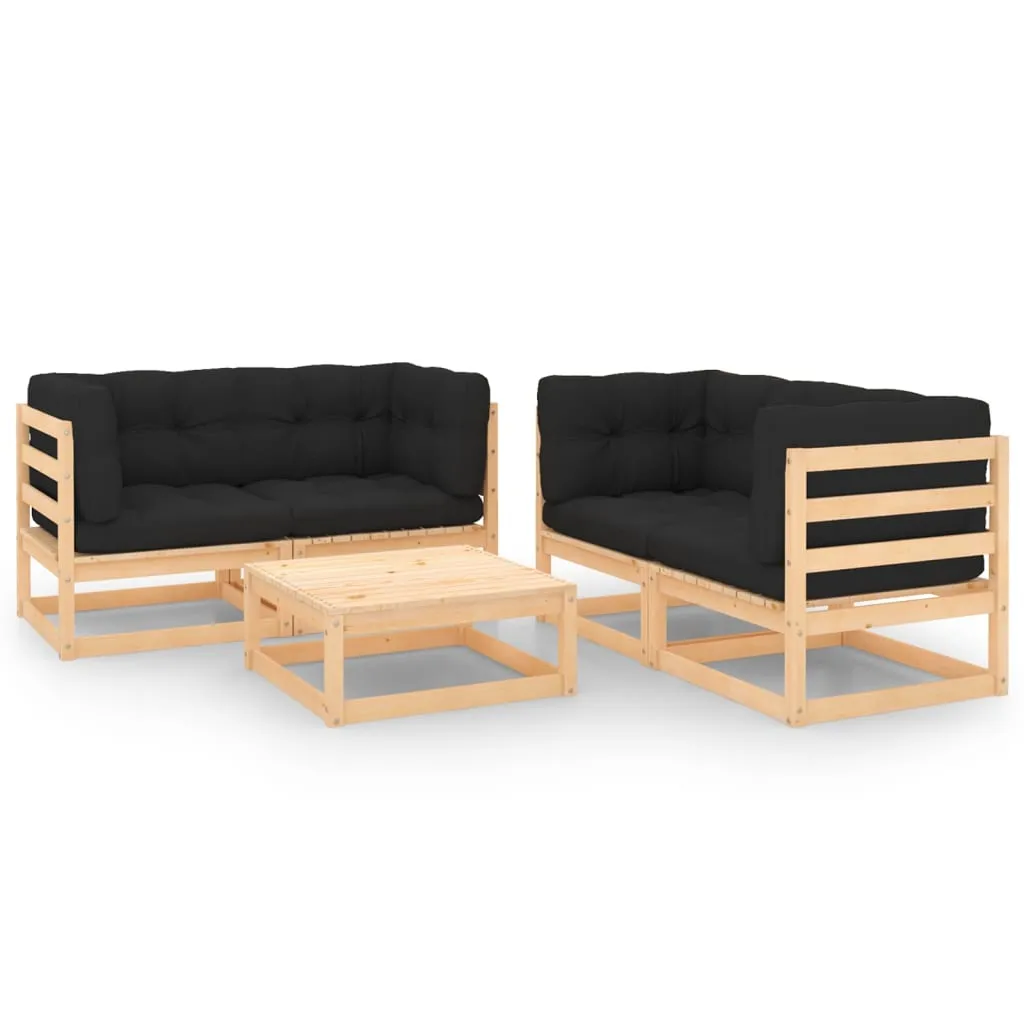 vidaXL Set Divani Giardino 6 pz con Cuscini in Legno Massello di Pino