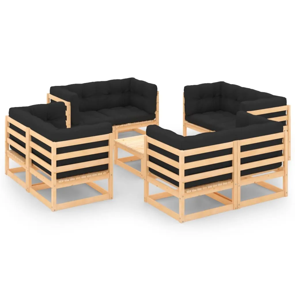 vidaXL Set Divani da Giardino 9 pz con Cuscini Legno Massello di Pino