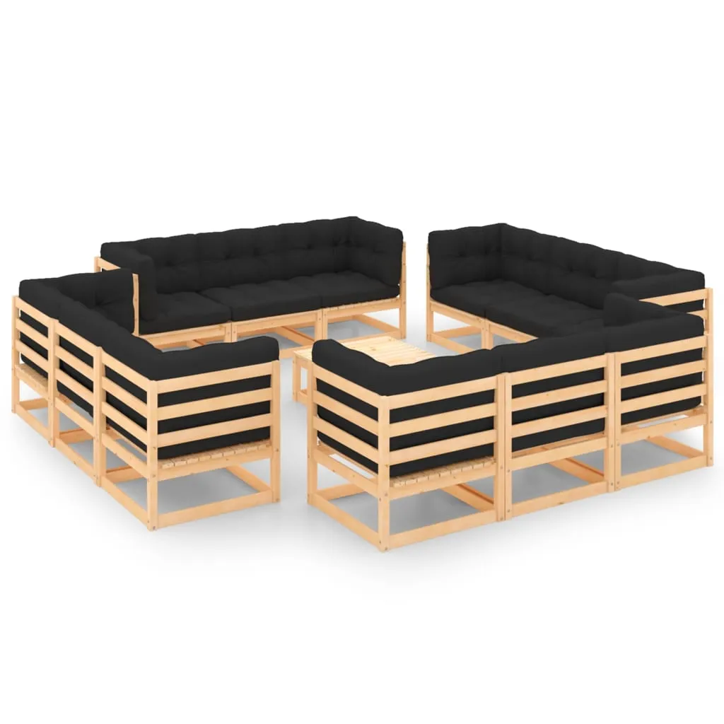 vidaXL Set Divani Giardino 13 pz con Cuscini in Legno Massello di Pino