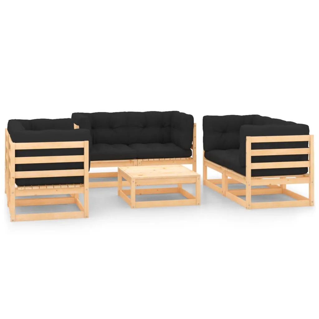 vidaXL Set Salotto Giardino 7 pz Cuscini Antracite Legno Massello Pino