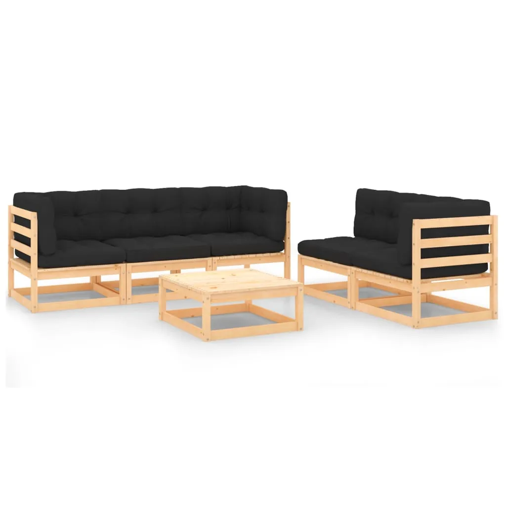 vidaXL Set Divani da Giardino 6 pz con Cuscini Legno Massello di Pino