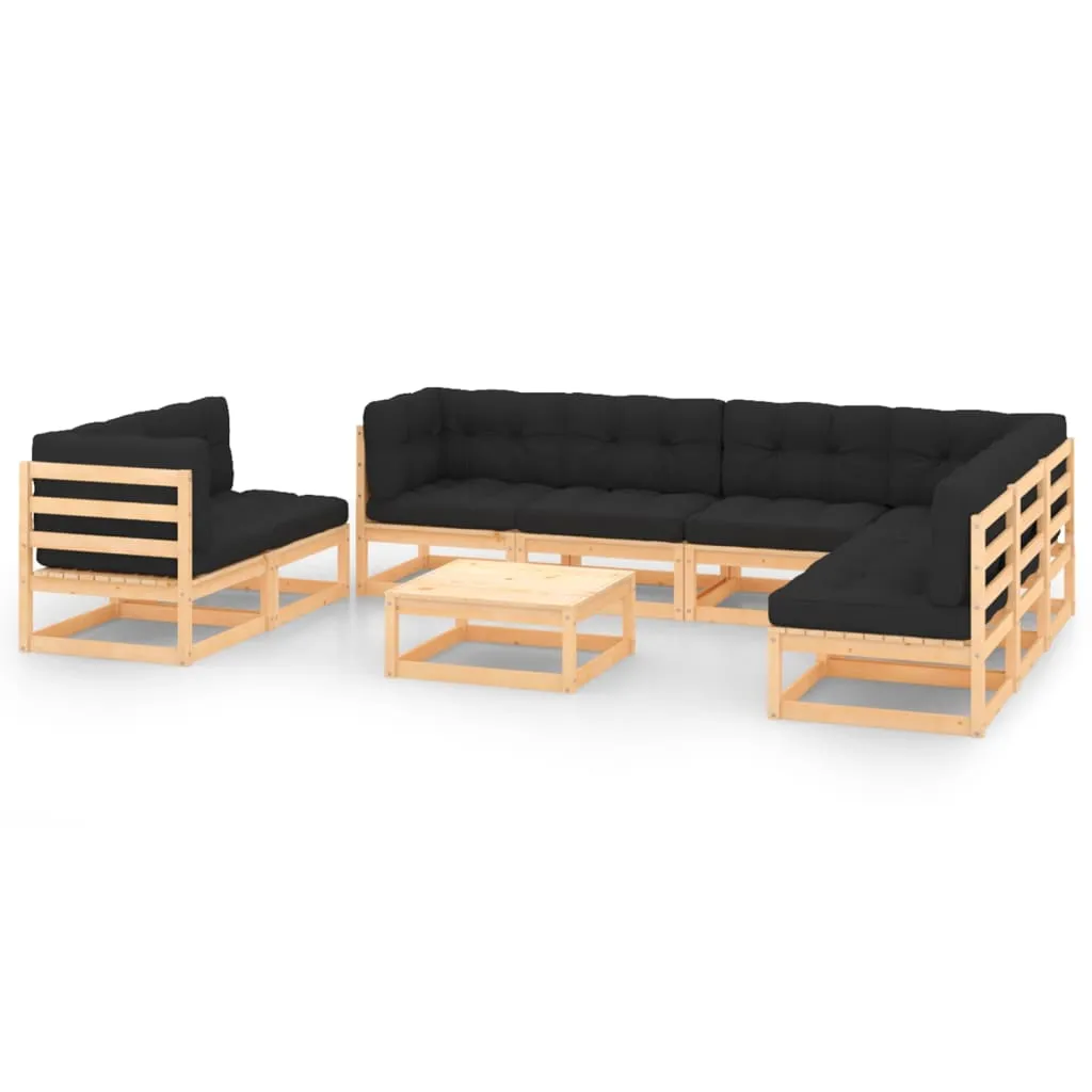 vidaXL Set Salotto Giardino 9 pz Cuscini Antracite Legno Massello Pino