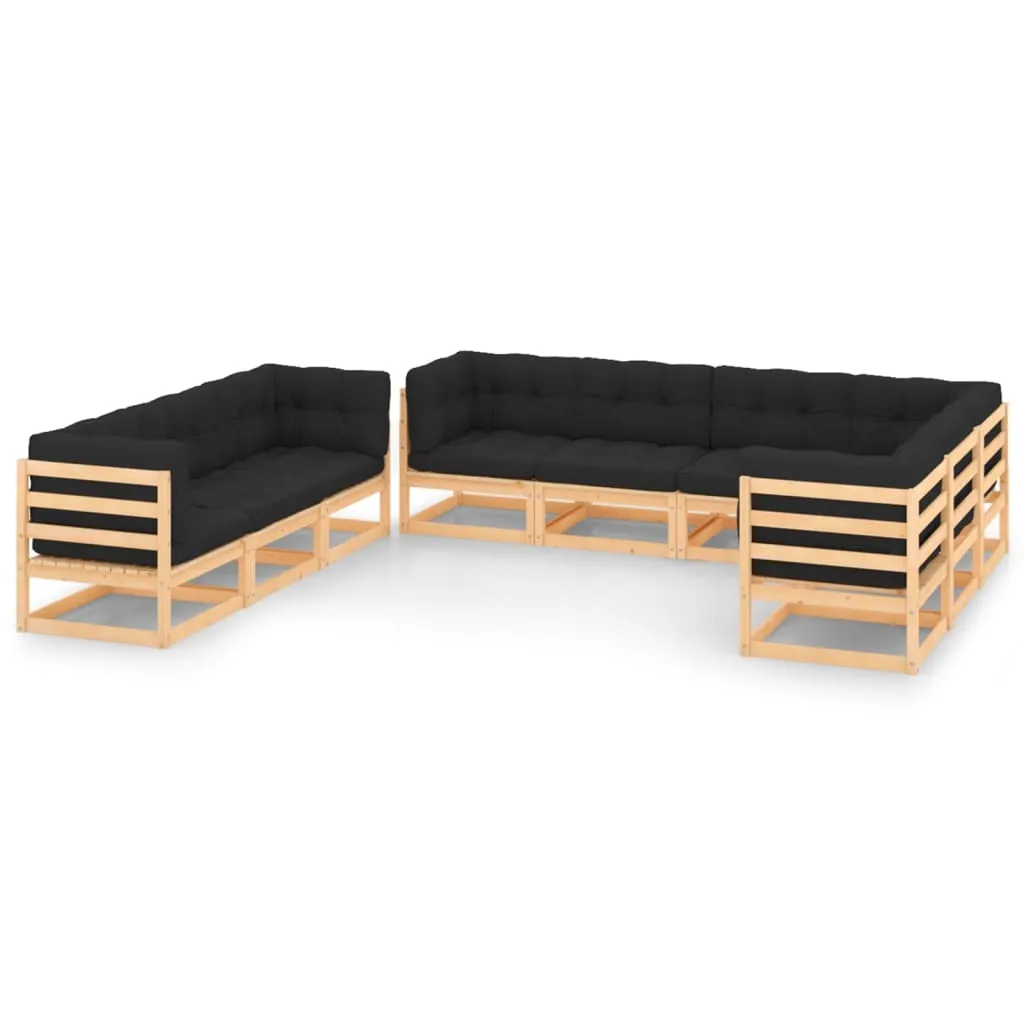 vidaXL Set Salotto Giardino 9 pz Cuscini Antracite Legno Massello Pino