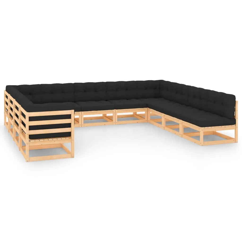 vidaXL Set Salotto Giardino 11pz Cuscini Antracite Legno Massello Pino