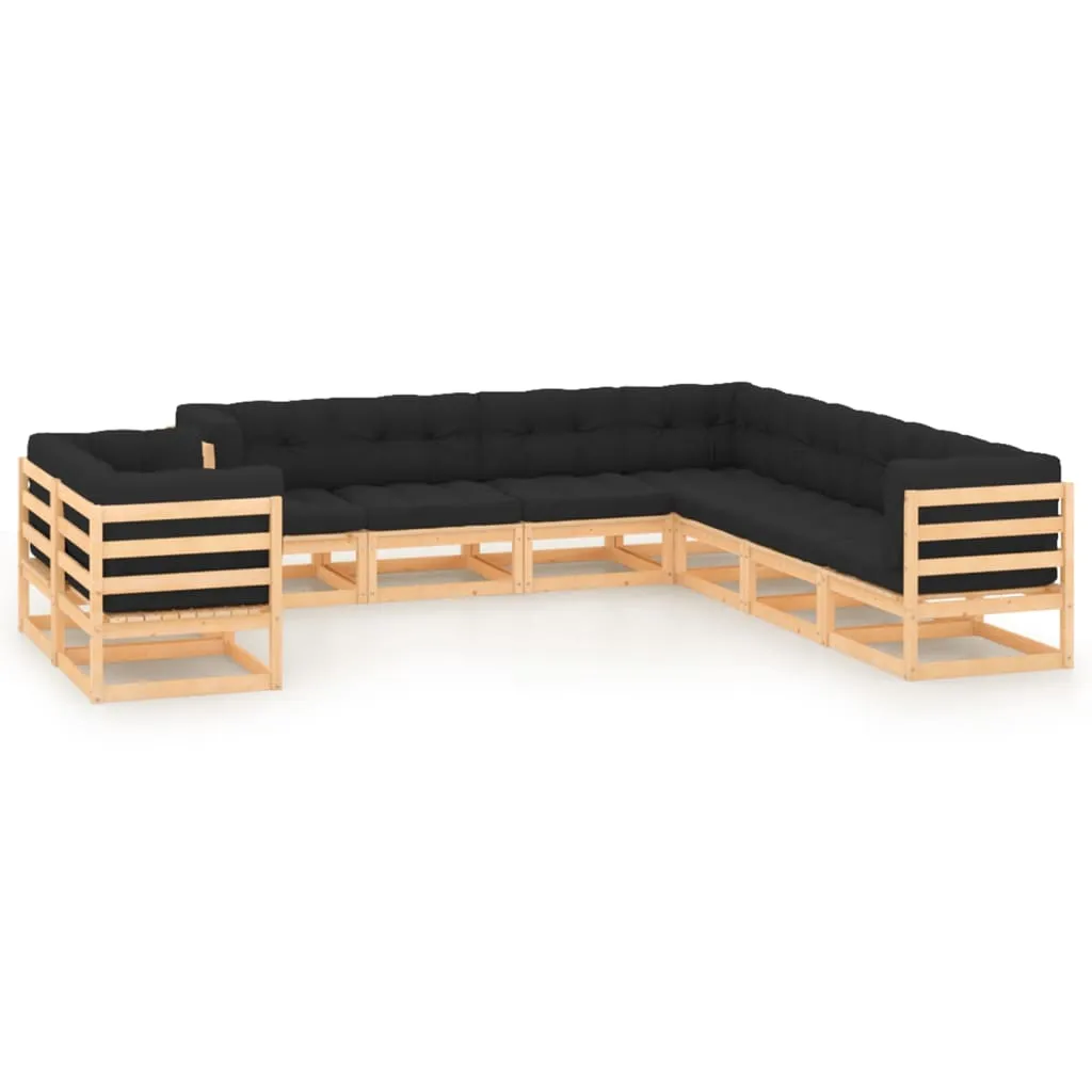 vidaXL Set Salotto Giardino 9 pz Cuscini Antracite Legno Massello Pino