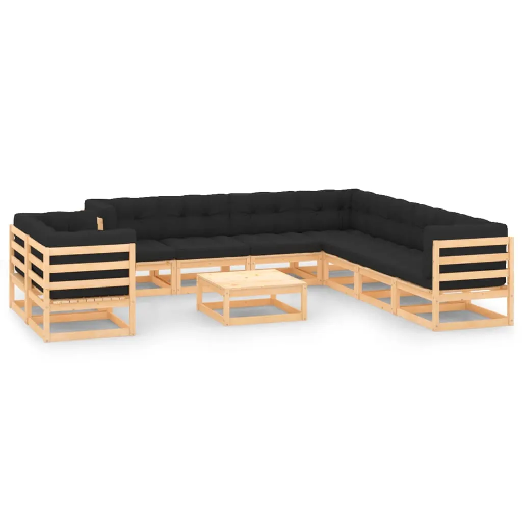 vidaXL Set Salotto Giardino 10pz Cuscini Antracite Legno Massello Pino