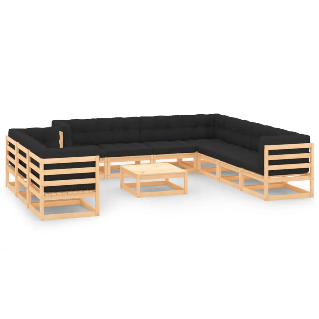 vidaXL Set Salotto Giardino 11pz Cuscini Antracite Legno Massello Pino