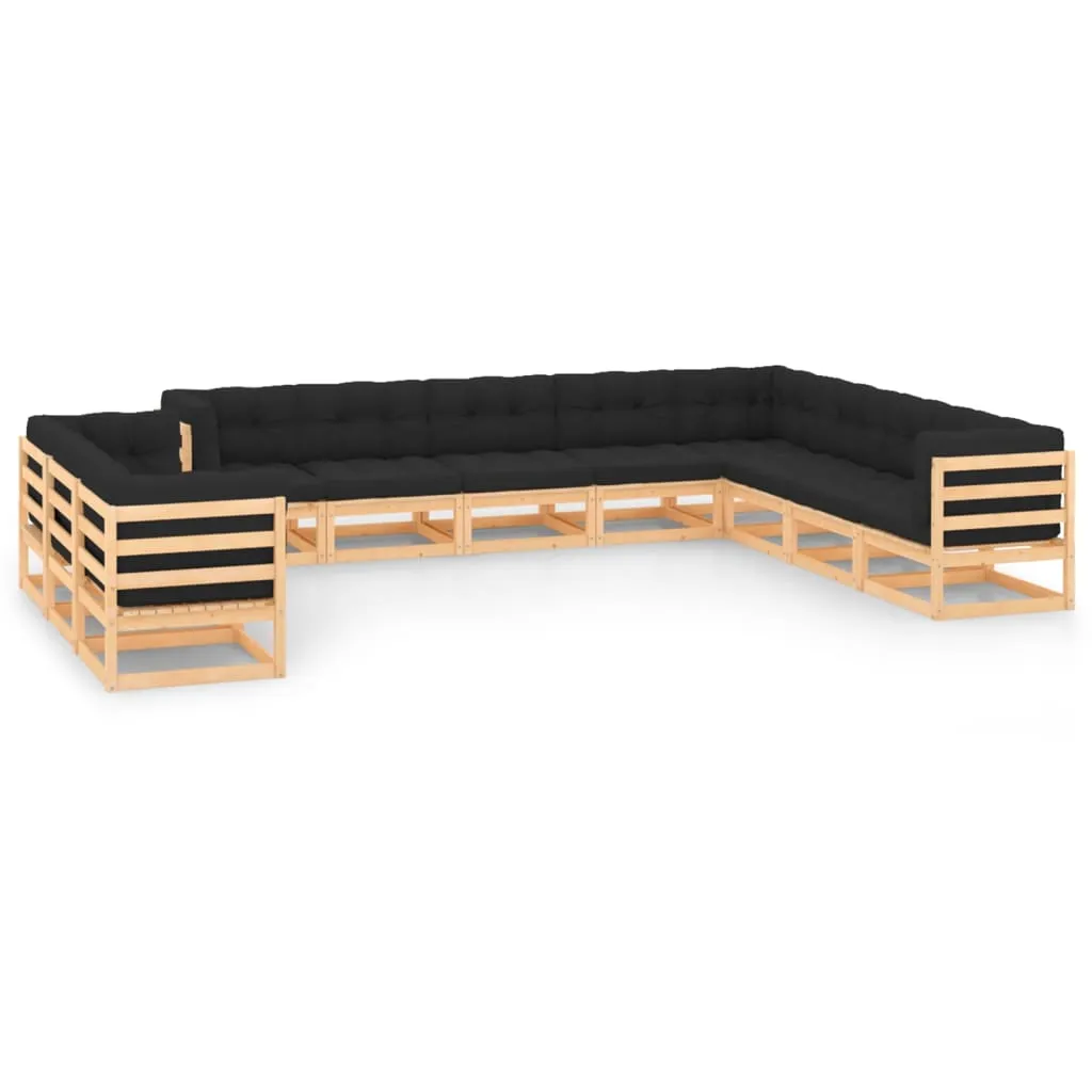 vidaXL Set Salotto Giardino 11pz Cuscini Antracite Legno Massello Pino