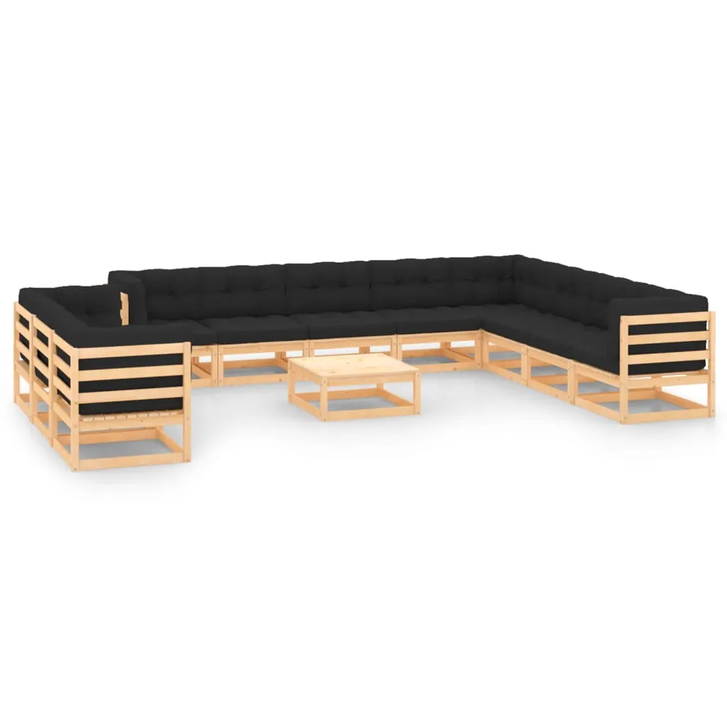 vidaXL Set Salotto Giardino 12pz Cuscini Antracite Legno Massello Pino