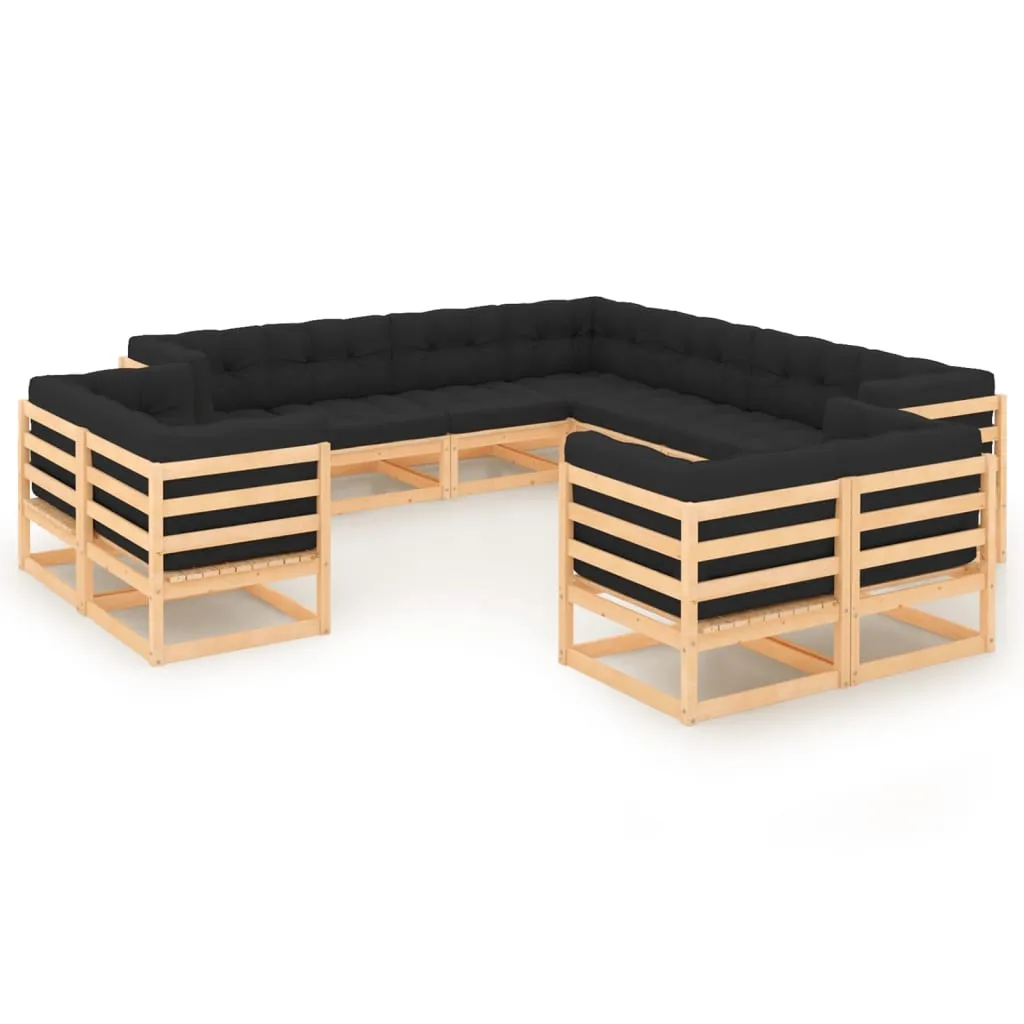 vidaXL Set Salotto Giardino 11pz Cuscini Antracite Legno Massello Pino