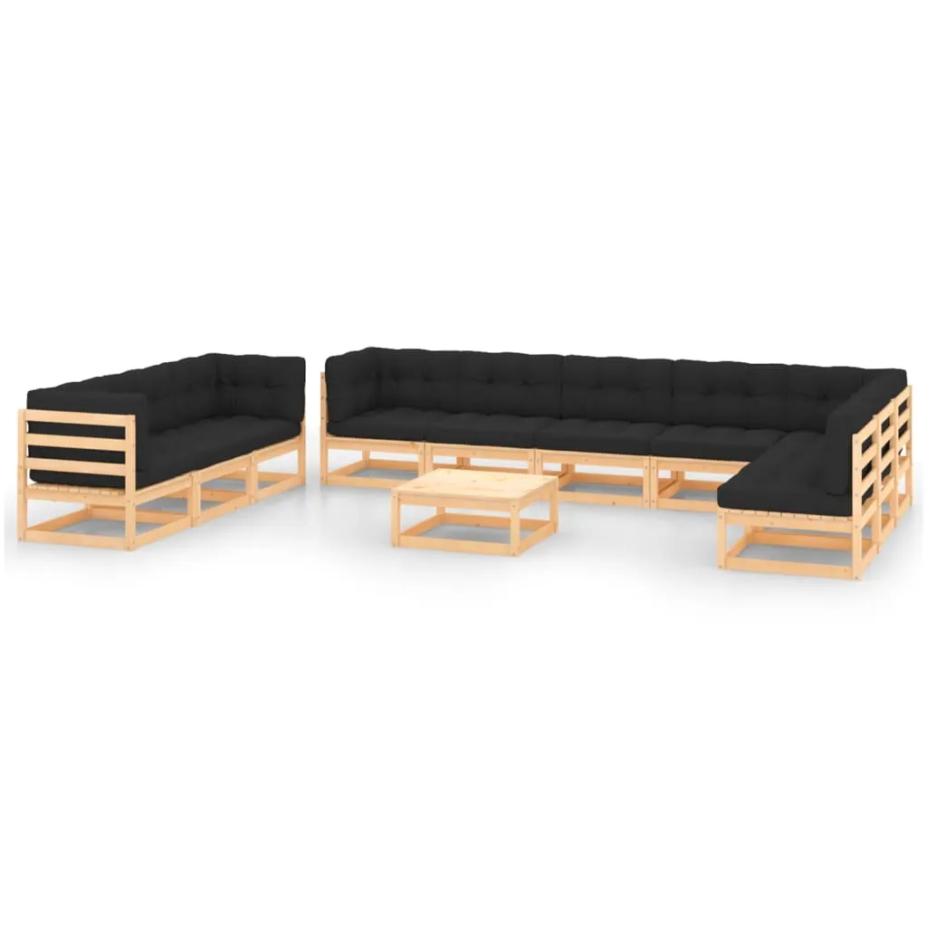 vidaXL Set Salotto Giardino 11pz Cuscini Antracite Legno Massello Pino