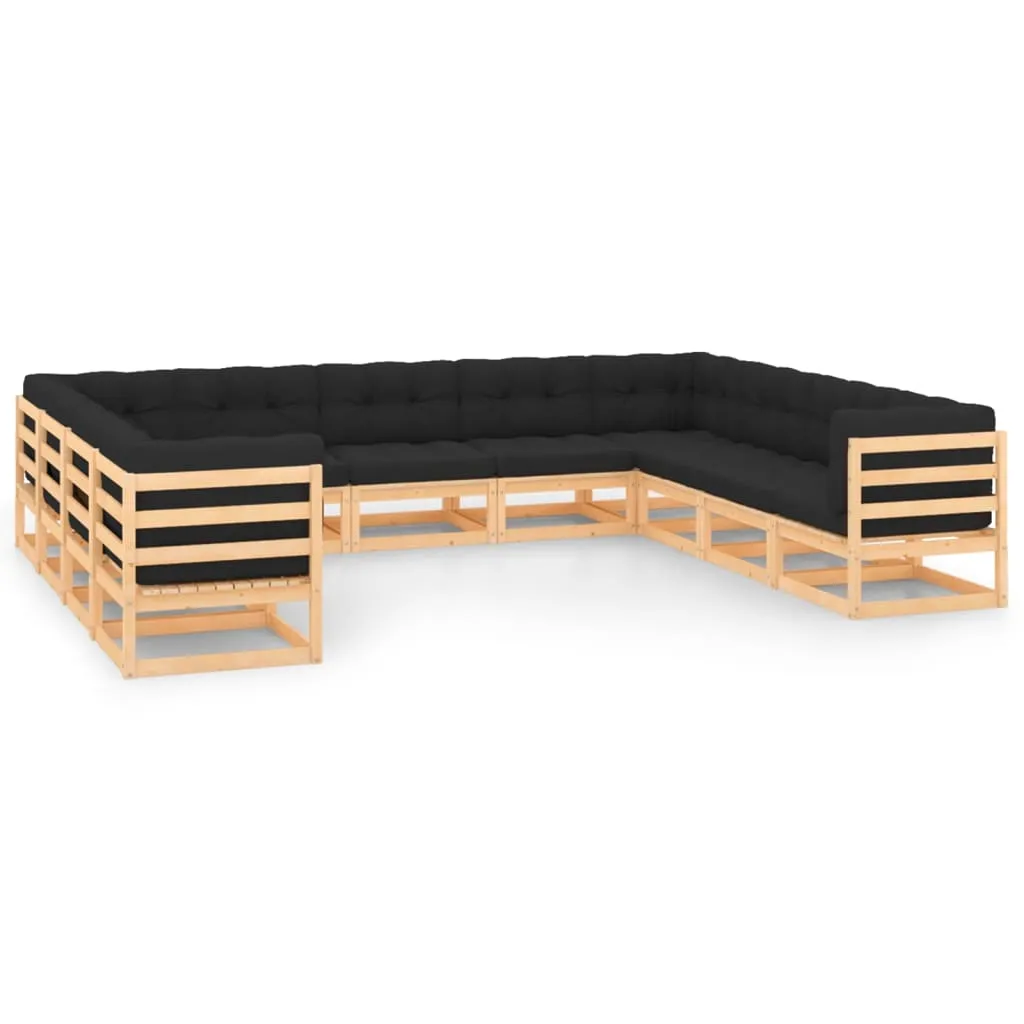 vidaXL Set Salotto Giardino 11pz Cuscini Antracite Legno Massello Pino