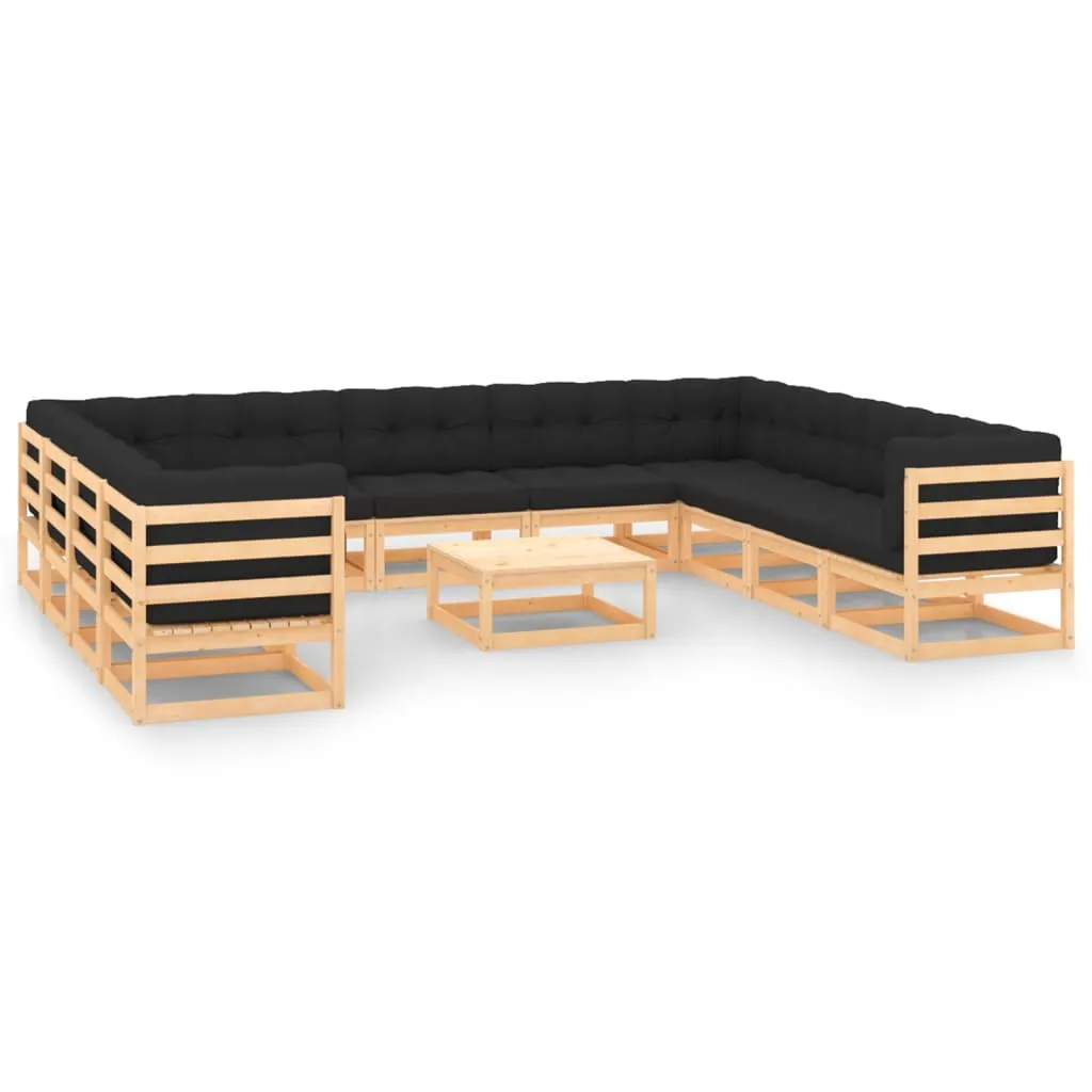 vidaXL Set Salotto Giardino 12pz Cuscini Antracite Legno Massello Pino