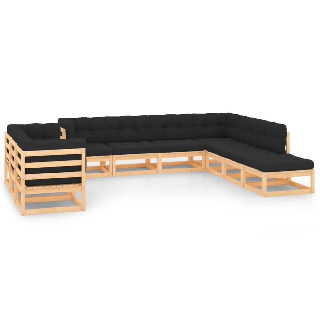 vidaXL Set Salotto Giardino 10pz Cuscini Antracite Legno Massello Pino