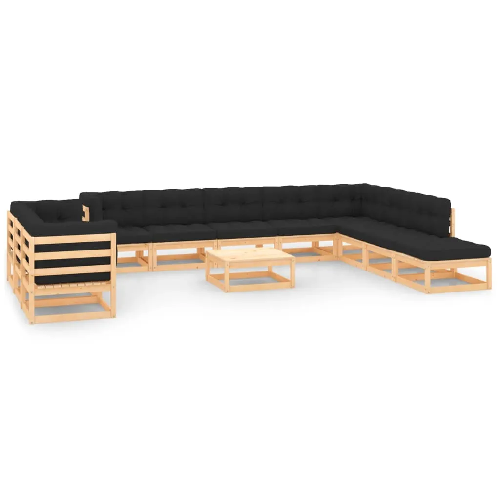 vidaXL Set Salotto Giardino 12pz Cuscini Antracite Legno Massello Pino