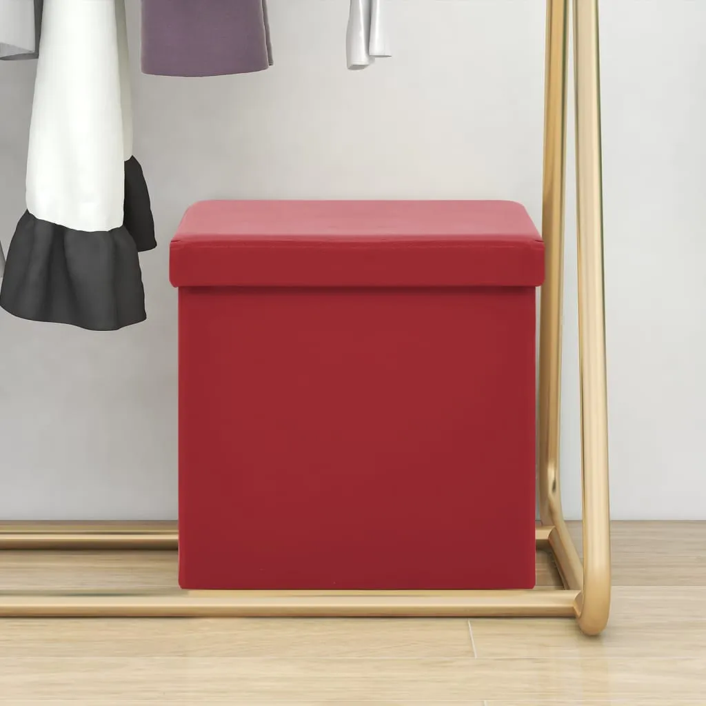 vidaXL Sgabello con Contenitore Pieghevole Rosso Vino in PVC