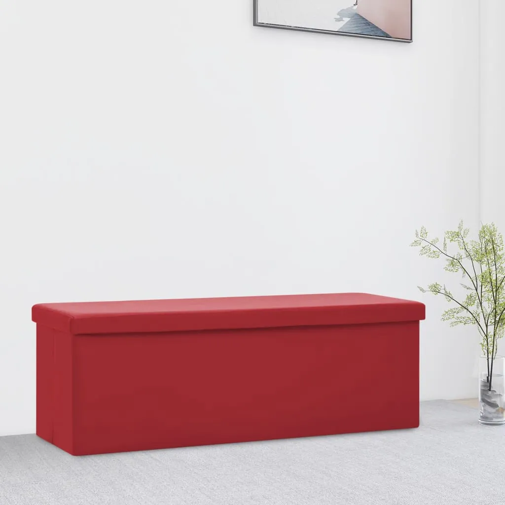 vidaXL Panca Portaoggetti Pieghevole Rosso Vino in PVC