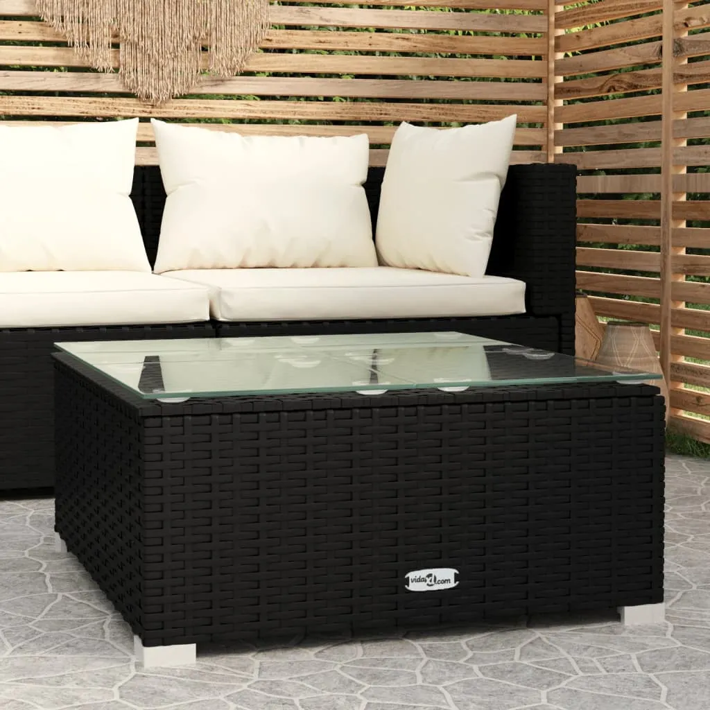 vidaXL Tavolino da Giardino Nero 60x60x30 cm in Polyrattan e Vetro