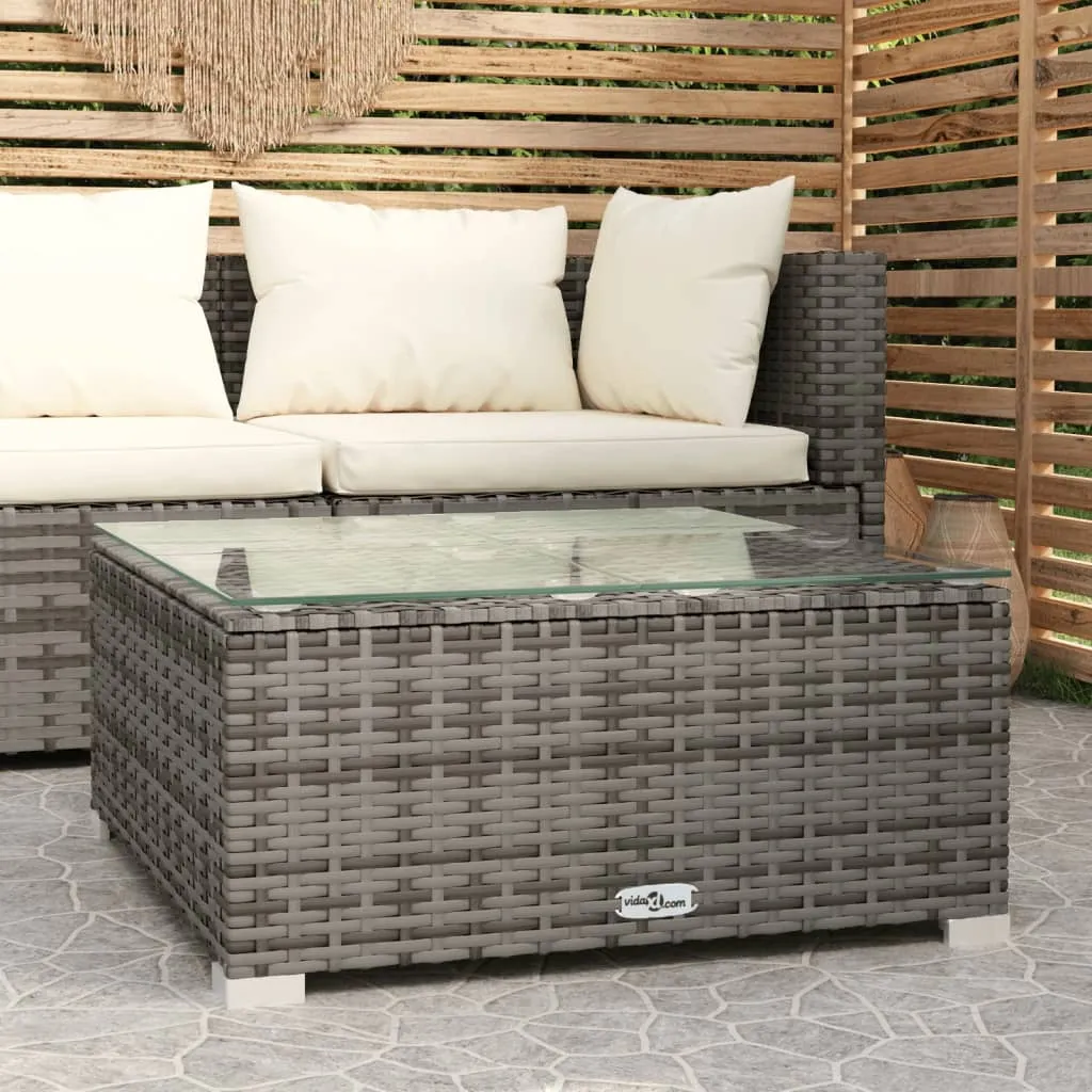 vidaXL Tavolino da Giardino Grigio 60x60x30 cm in Polyrattan e Vetro