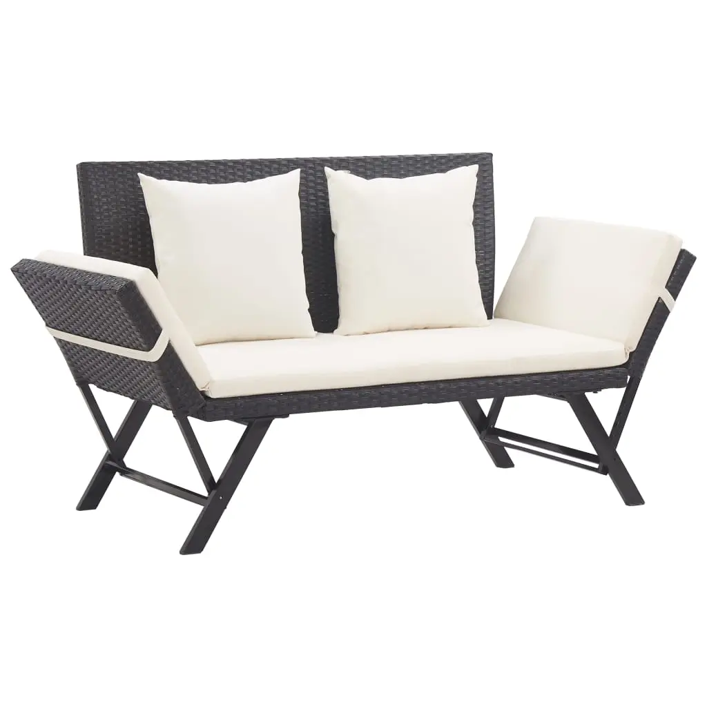 Panca da Giardino con Cuscini Nera 176 cm in Polyrattan