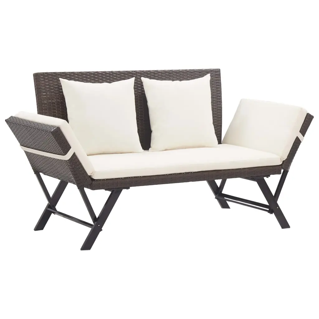 Panca da Giardino con Cuscini Marrone 176 cm in Polyrattan