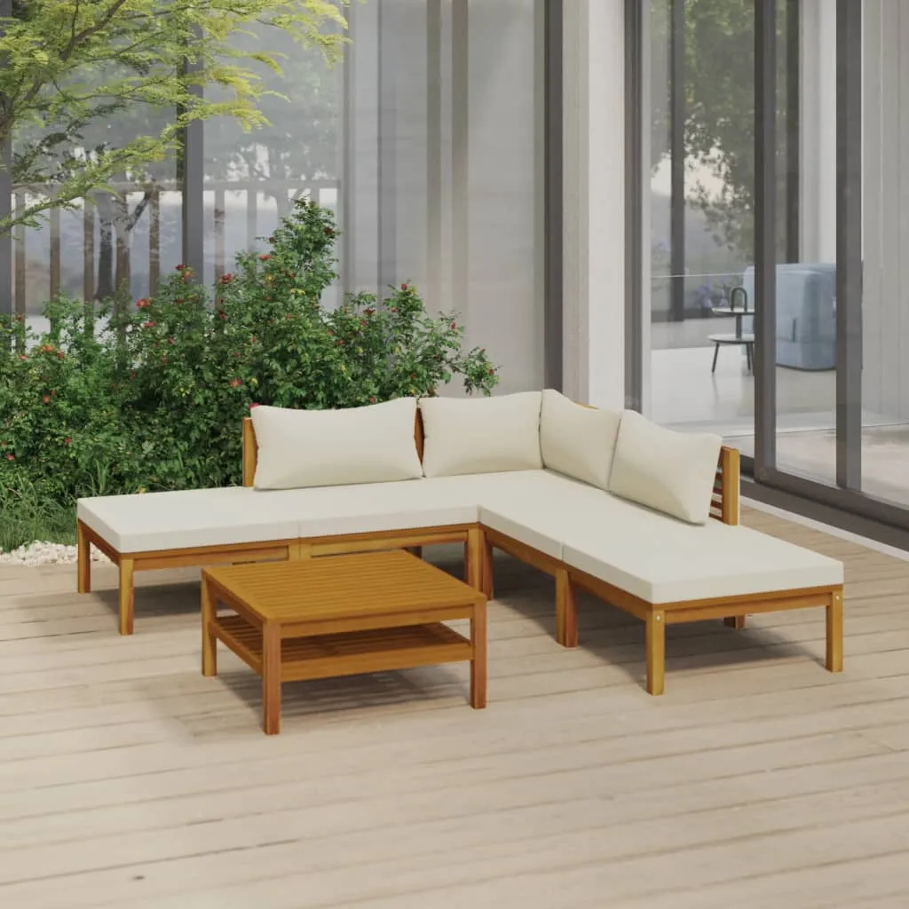 vidaXL Set Divani da Giardino 6 pz con Cuscini Crema in Legno Acacia