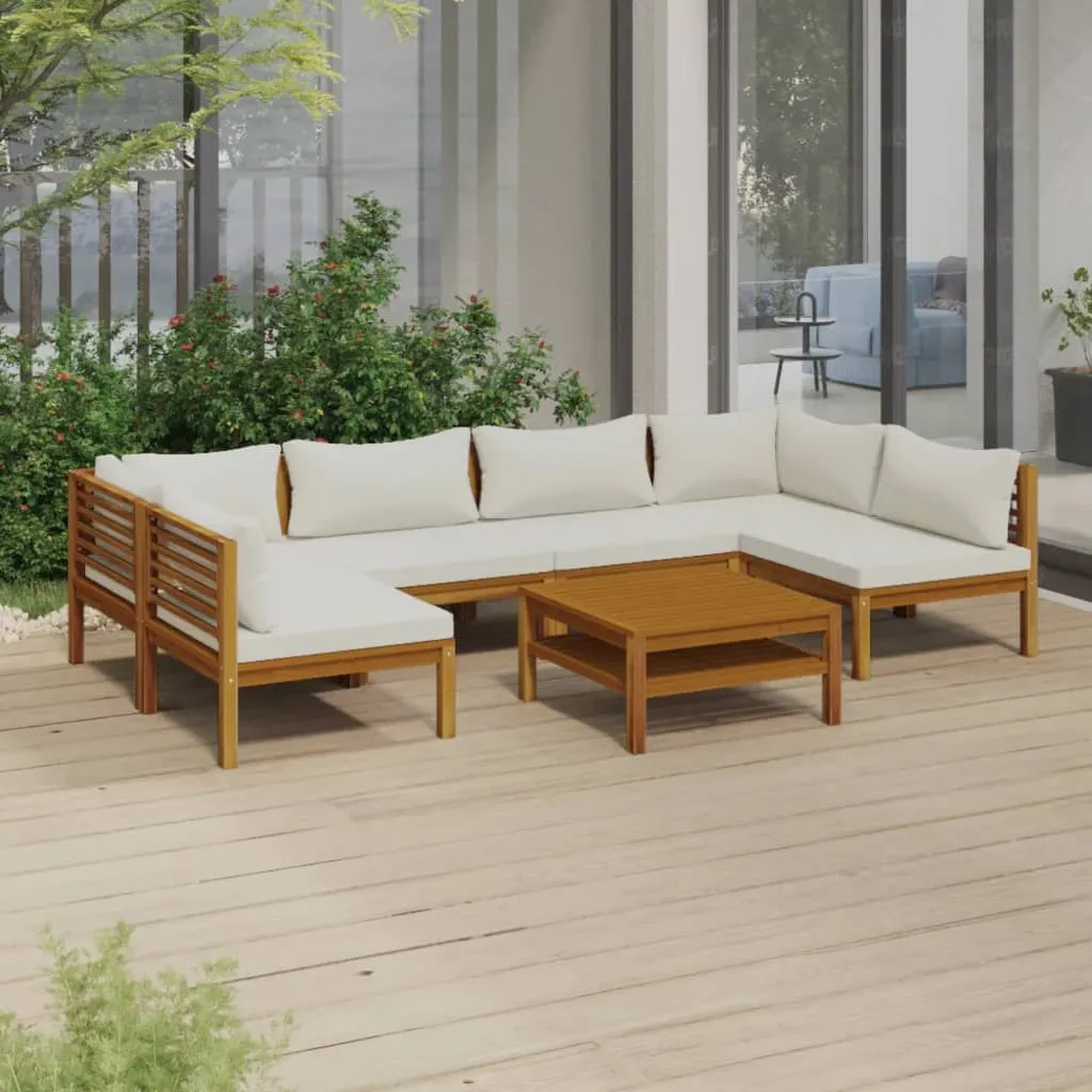 vidaXL Set Divani da Giardino 7 pz con Cuscini Crema in Legno Acacia