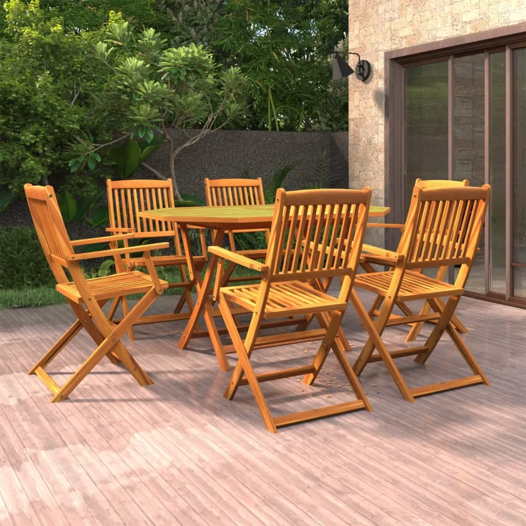 vidaXL Set da Pranzo per Giardino 7 pz in Legno Massello di Acacia