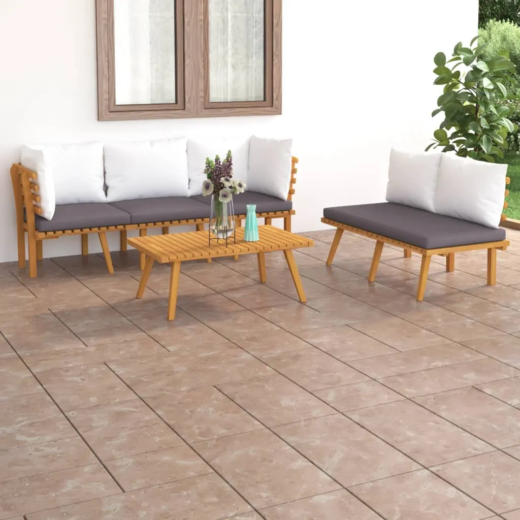 vidaXL Set Divani da Giardino 5 pz con Cuscini in Massello di Acacia