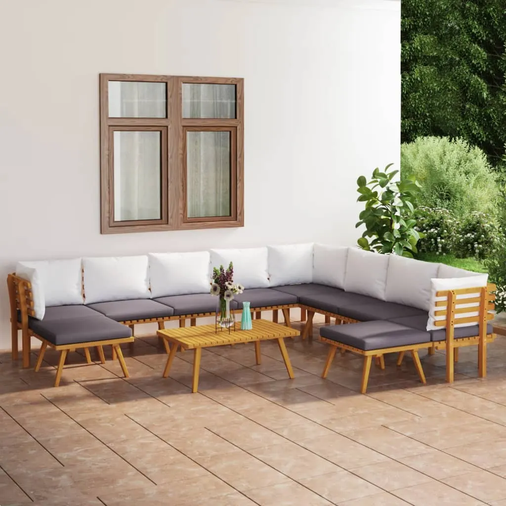 vidaXL Set Divani da Giardino 11 pz con Cuscini in Massello di Acacia