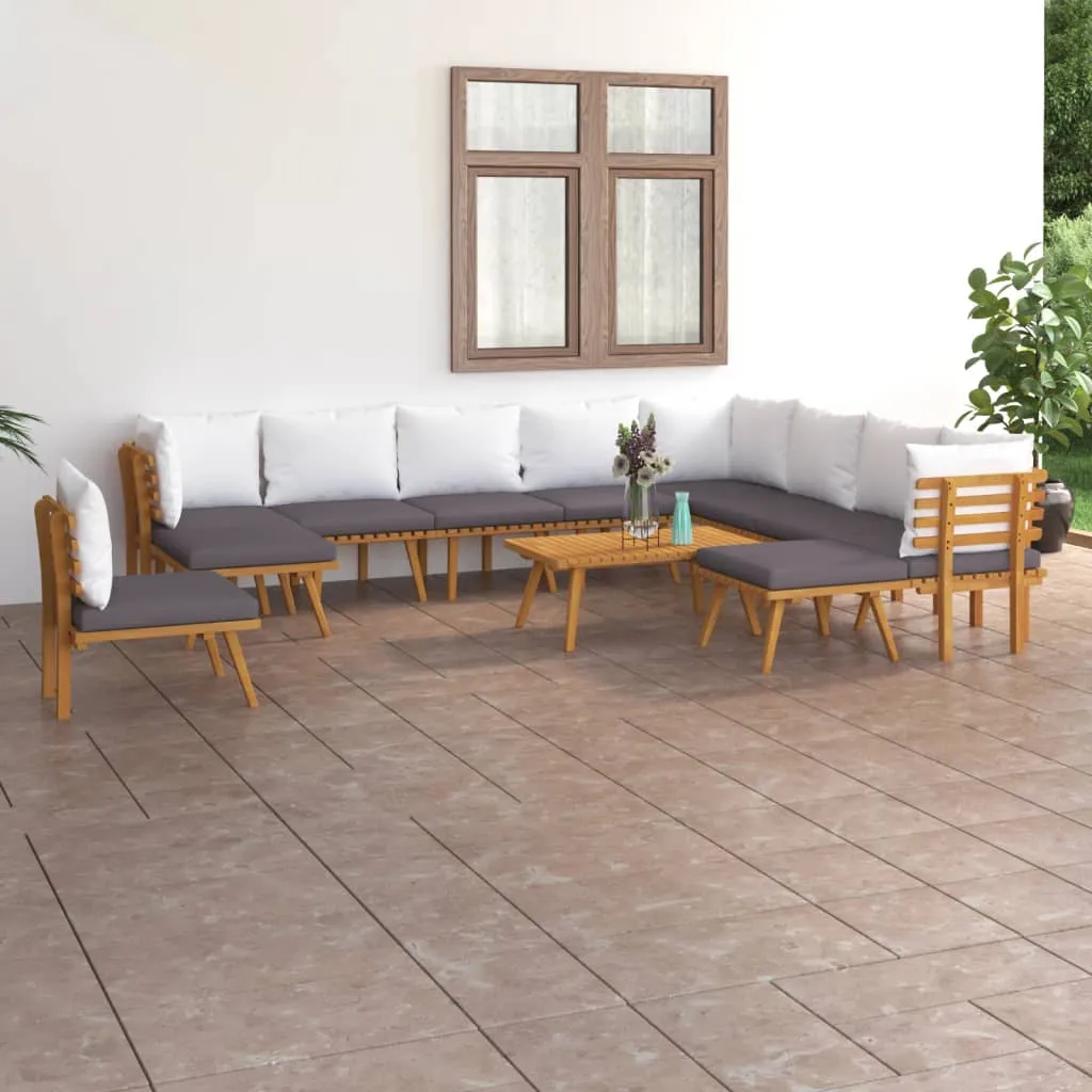 vidaXL Set Divani da Giardino 12 pz con Cuscini in Massello di Acacia