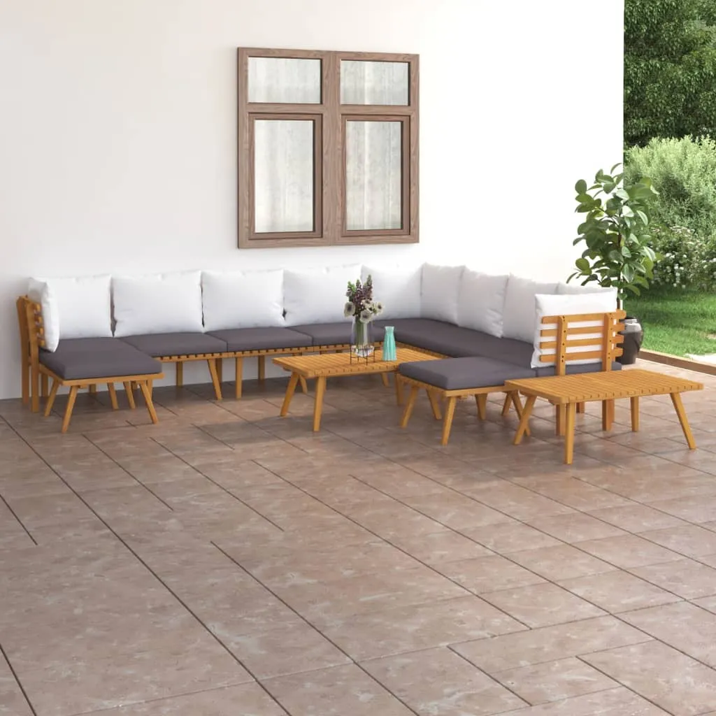 vidaXL Set Divani da Giardino 12 pz con Cuscini in Massello di Acacia