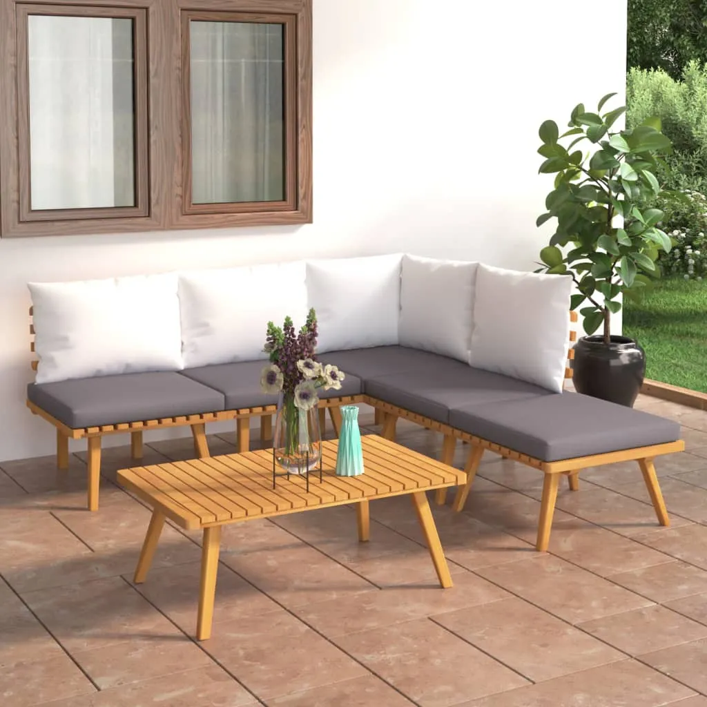 vidaXL Set Divani da Giardino 6 pz con Cuscini in Massello di Acacia